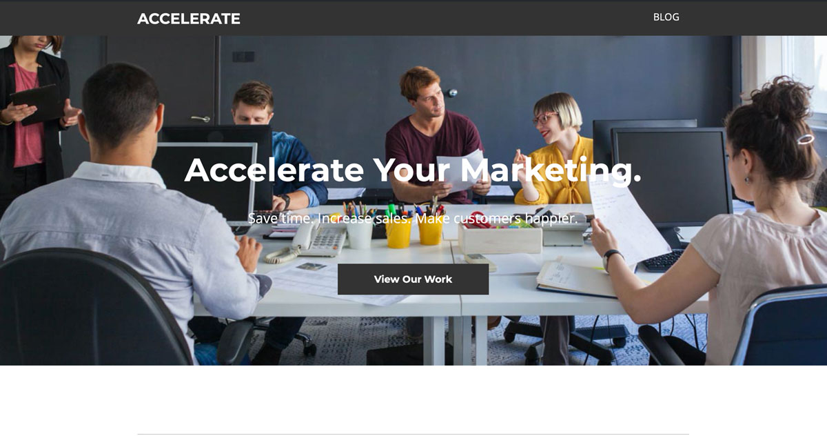 marketing team on homepage