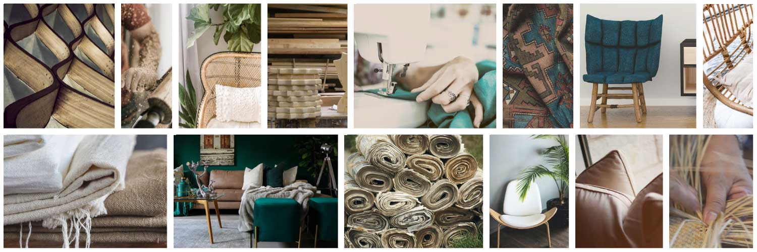 inspirational textiles and furniture mood board collage