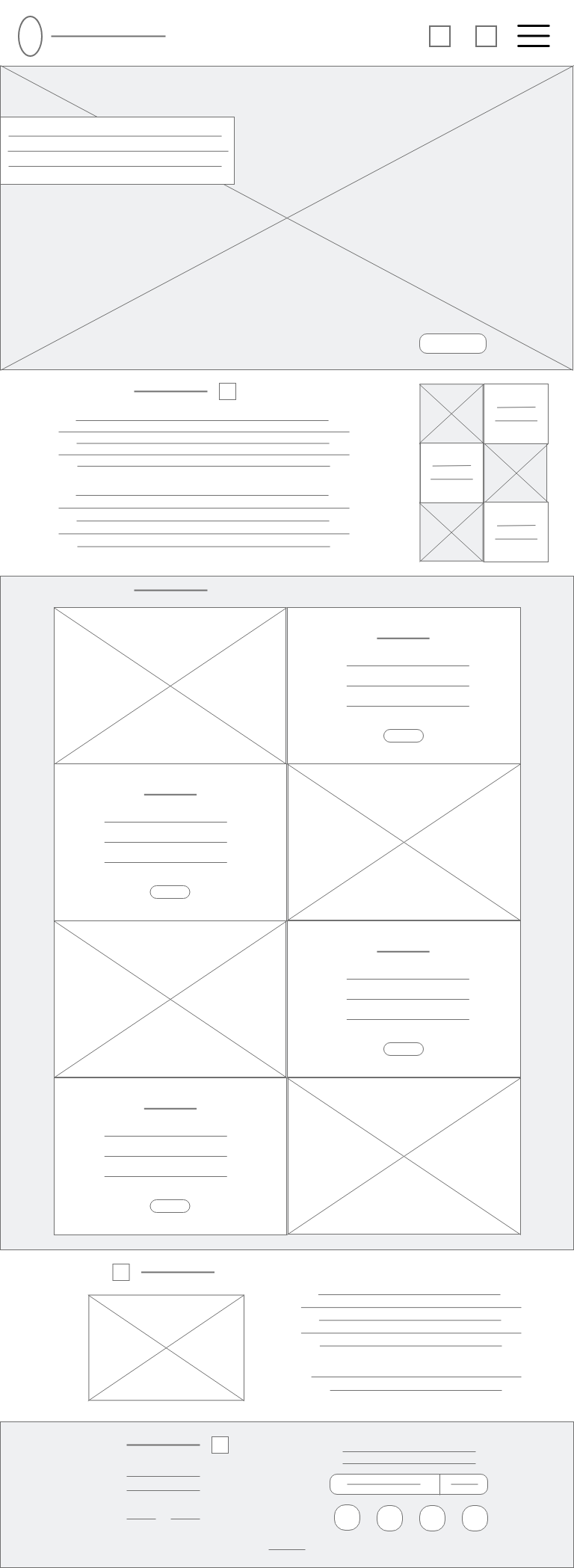 mobile wireframe for webpage