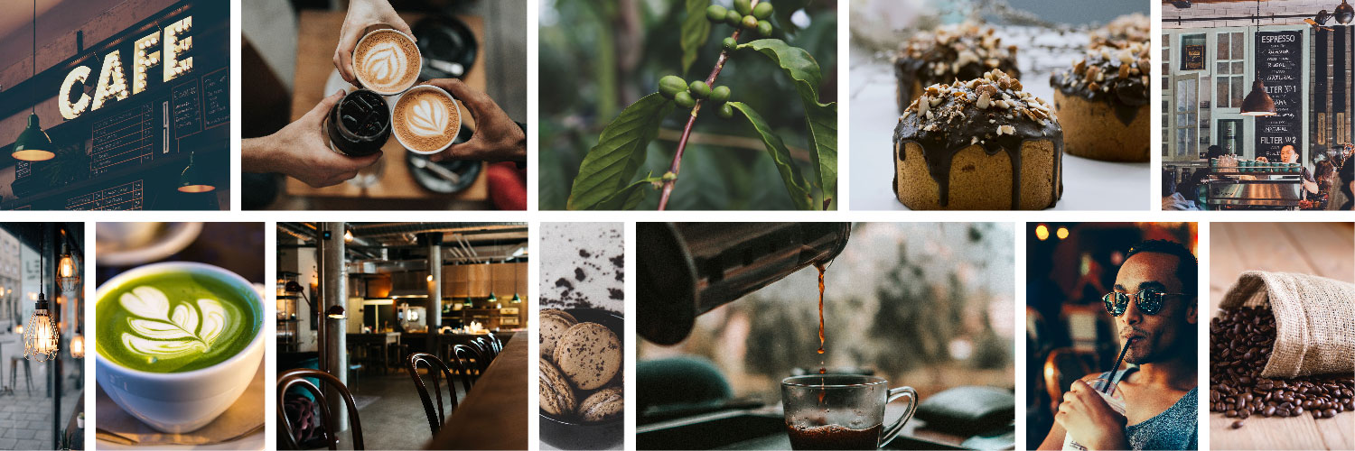 inspirational coffee shop mood board collage