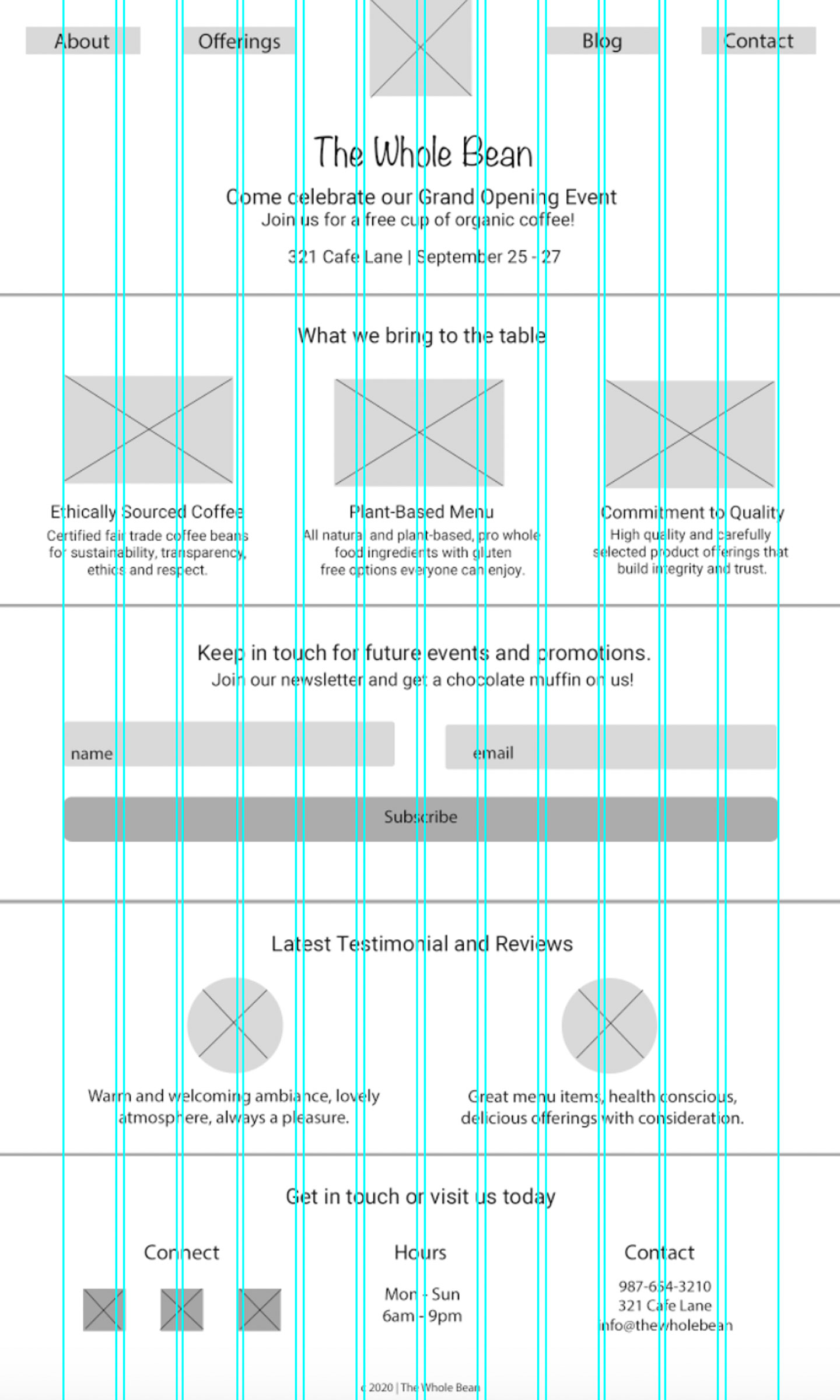 low fidelity wireframe with grid