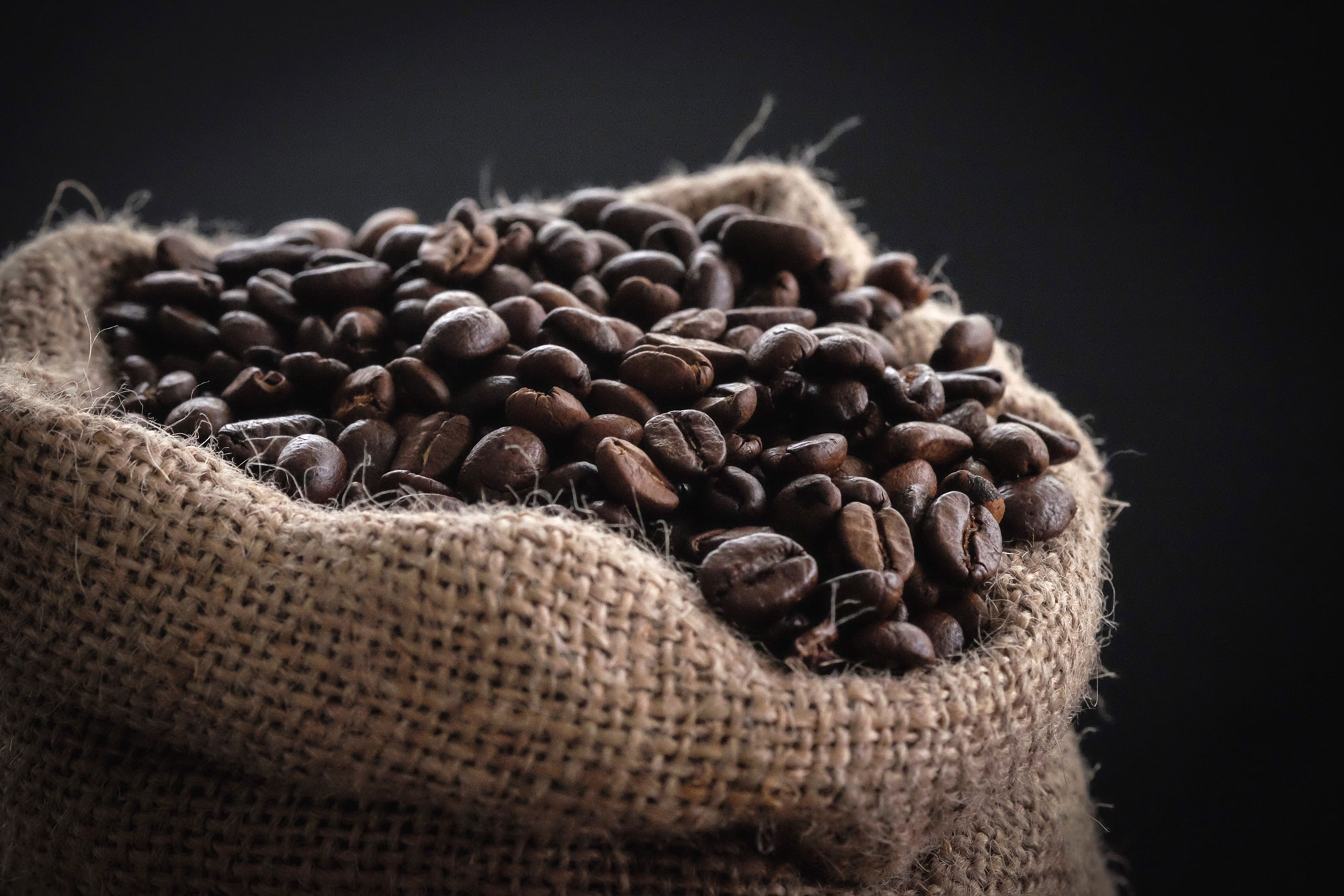 burlap sac with coffee beans